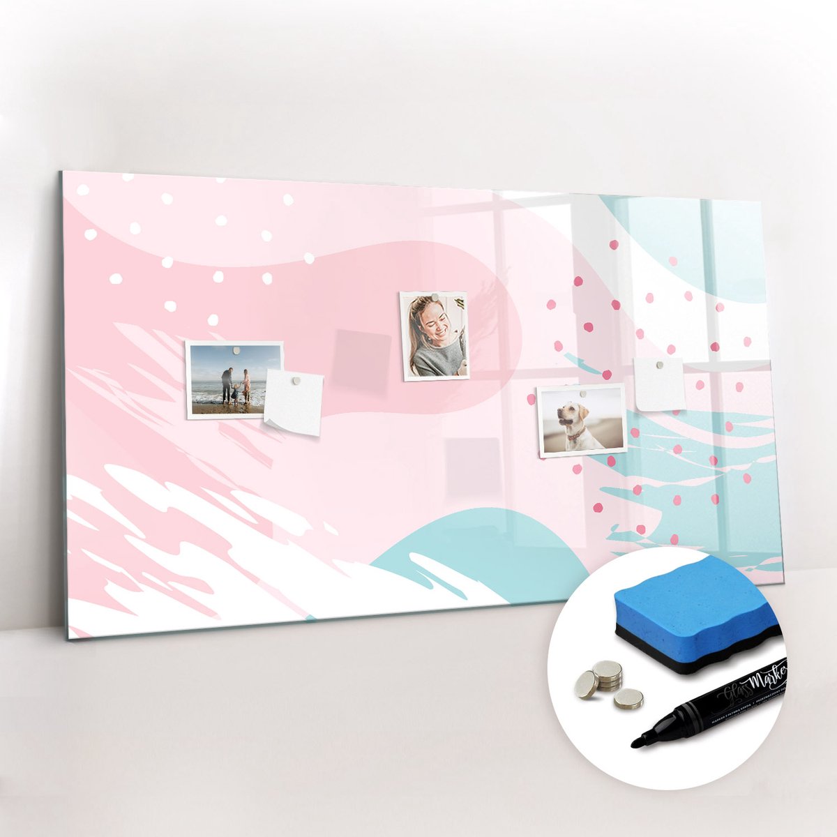 Tulup Whitebord - Pastelabstractie van een vlek - 120 x 60 cm - Veelkleurig Foto Magneetbord - Gratis 5 Sterke Magneten + Whiteboard Marker & Wisser - Stylish Memo Board - Magnetisch Bord Kind - Organiseer Je Bureau