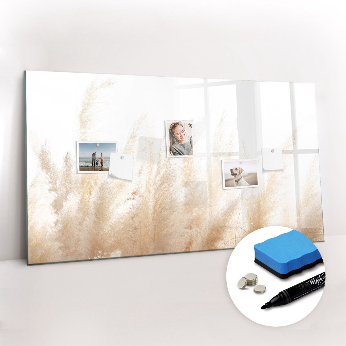 Tulup Whitebord - Graanabstractie - 120 x 60 cm - Bruin Memobord Keuken - Gratis 5 Sterke Magneten + Whiteboard Marker & Wisser - Organizer Muur - Memo Bord - Notitiebord Werkplek