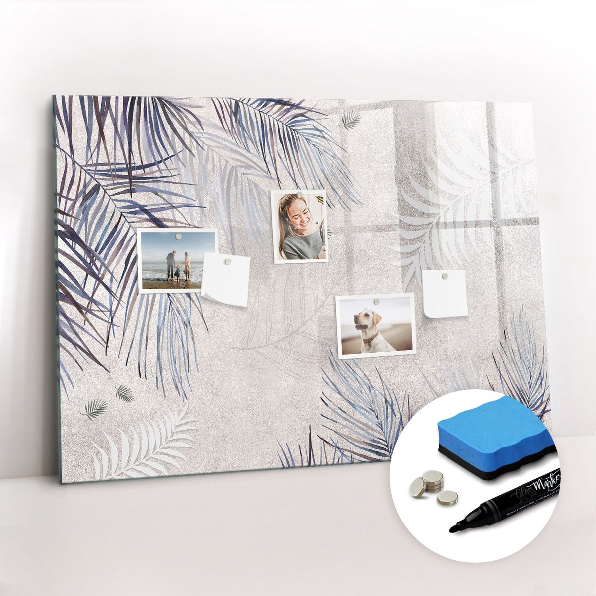 Tulup Whitebord - Palmblad - 100 x 70 cm - Veelkleurig Magnetic Board - Gratis 5 Sterke Magneten + Whiteboard Marker & Wisser - Wanddecoratie Kantoor - Magneetbord Keuken - Productiviteit Tools