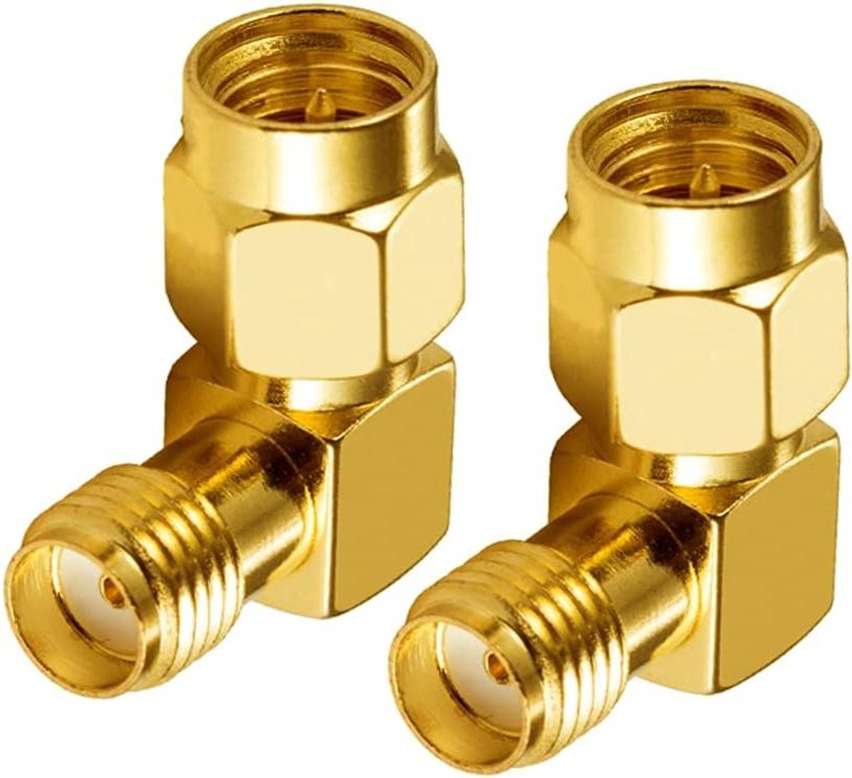 SMA Adapter Hoekstuk - RF Connector Verloop - Antenne Verbinding - 90 Graden Hoek - 2 Stuks - Goudkleurig