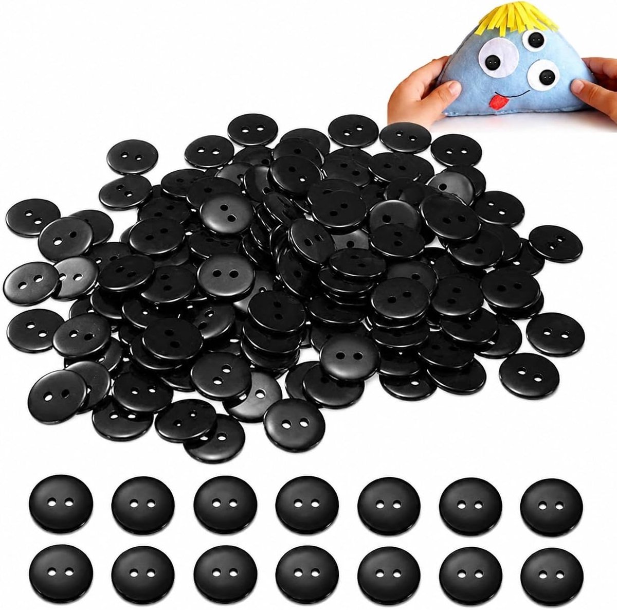 Knopen 9 mm, 100 stuks ronde harsknopen met 2 gaten, gladde knopen voor kledingreparatie, handnaaien, knutselen, scrapbooking, breien, haken en DIY decoratie