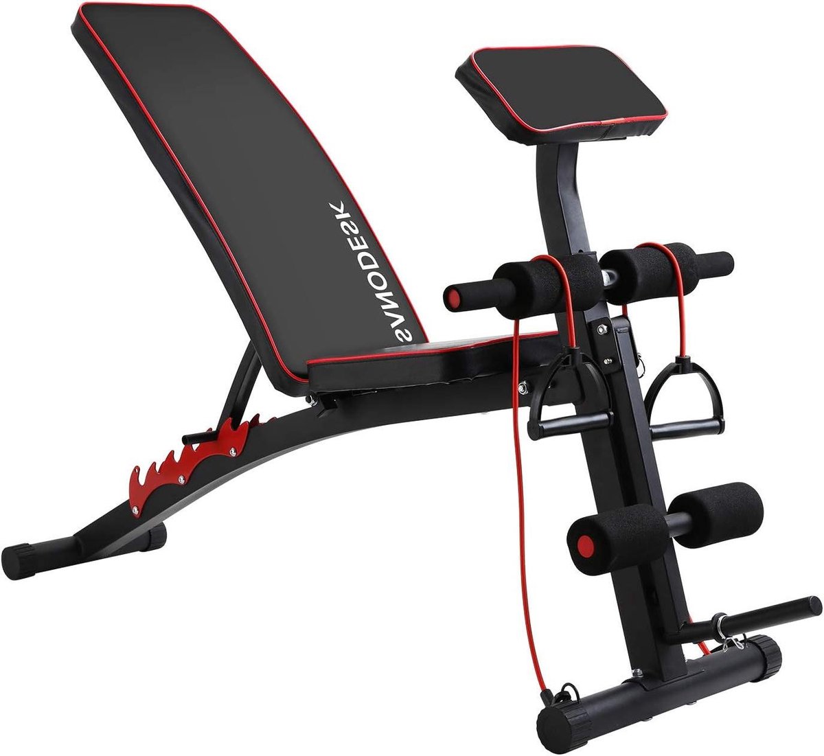 Halterbank - Fitness bank - Krachttraining thuis - Verstelbare rugleuning - 123 x 32 x 21 cm - Zwart