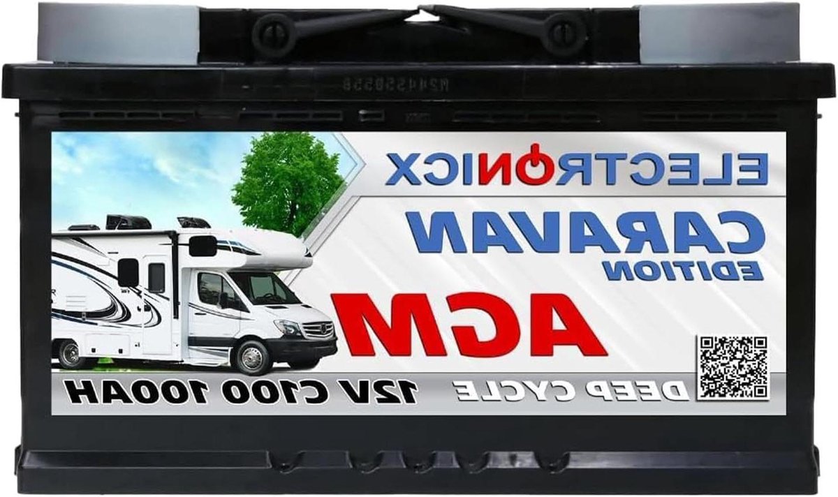AGM Accu - Stroomvoorziening - Mobiele Energie - Diepe Cyclus Technologie - 100 Ah - Zwart