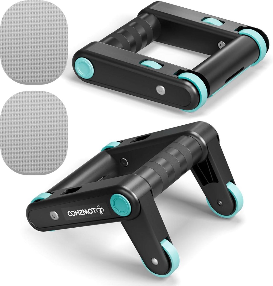 Opdruksteunen met buikroller - Fitness duo set - Krachtraining thuis - 2-in-1 trainingsfunctie - 215 cm lengte - Blauw
