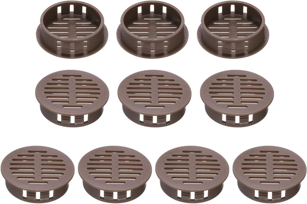 Ventilatierooster Rond - Afdekking Plafondrooster - Luchtcirculatie Verbeteren - ABS Kunststof Mesh - 35 mm - Bruin