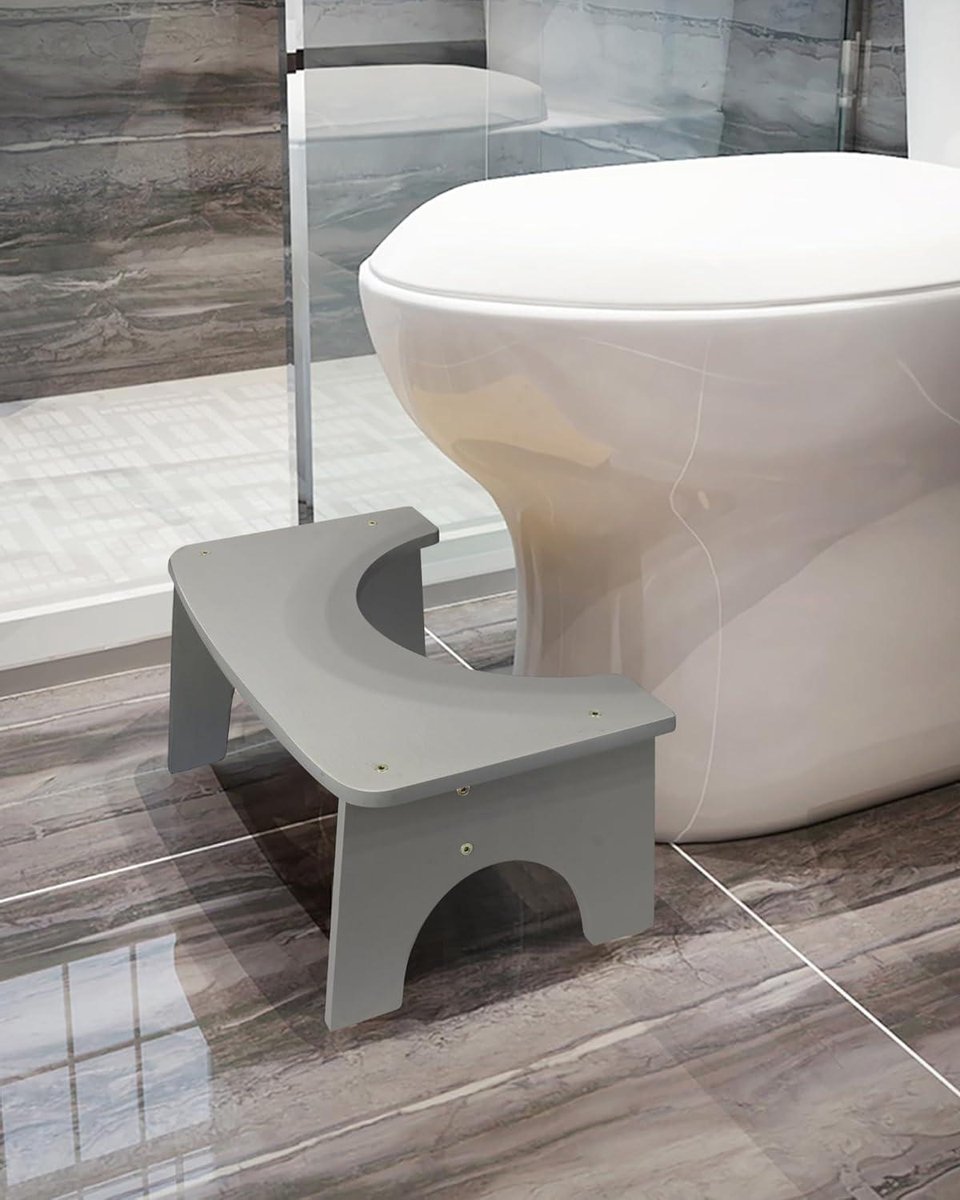 Toiletkruk - Opstapkruk wc - Comfortabel zitten - 35 graden C-vorm - 39 x 22 x 165 cm - Grijs