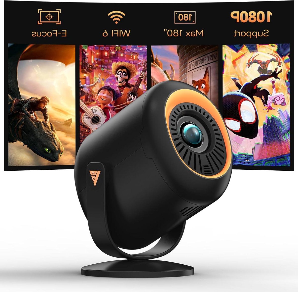 Mini Projector - Draagbare Beamer - Home Cinema - Automatische Trapeziumcorrectie - 180 Inch Display - Zwart