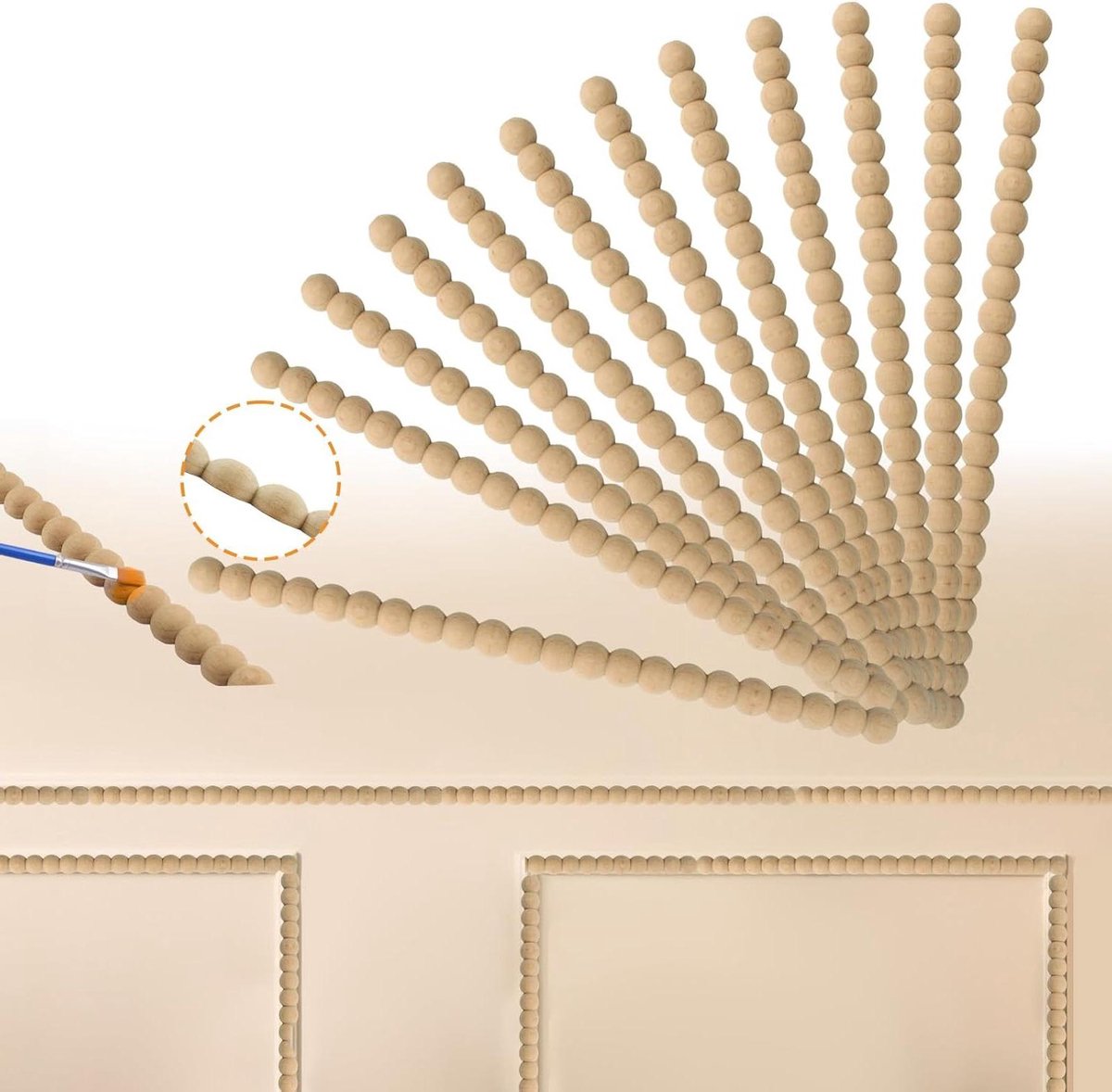 Houten Sierlijsten - Houtdecoratie Randen - Muur Decoratie - Kalebas Patroon - 18 mm breed - Natuurhout