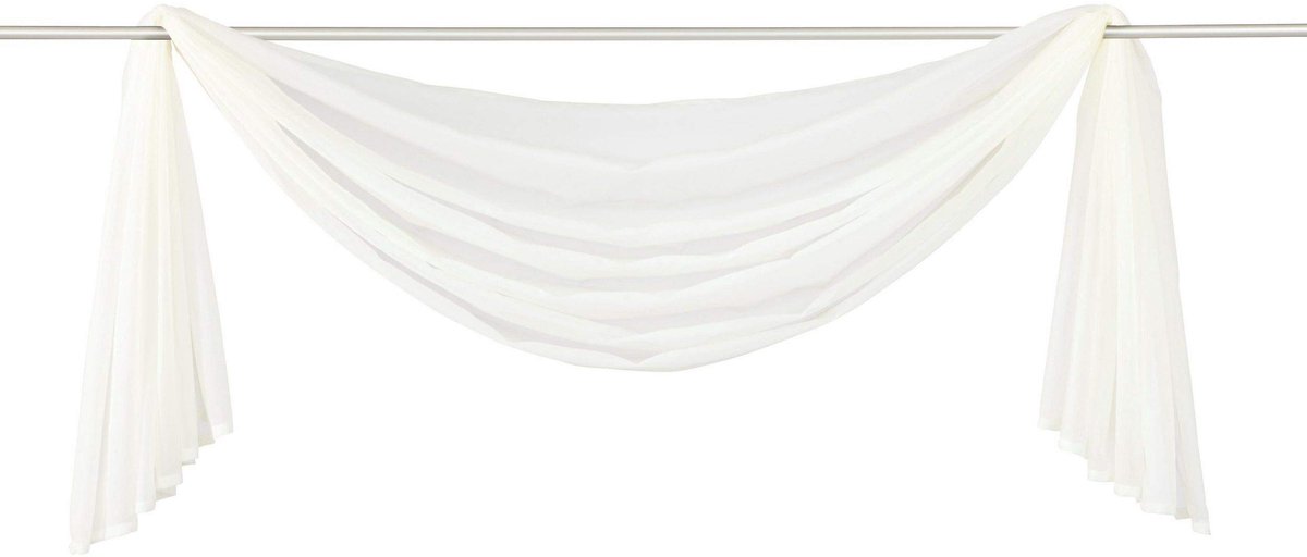 transparante open boog effen effen dwarsbehang woonkamer gordijnen (BxH 140x300, beige) 1 stuk