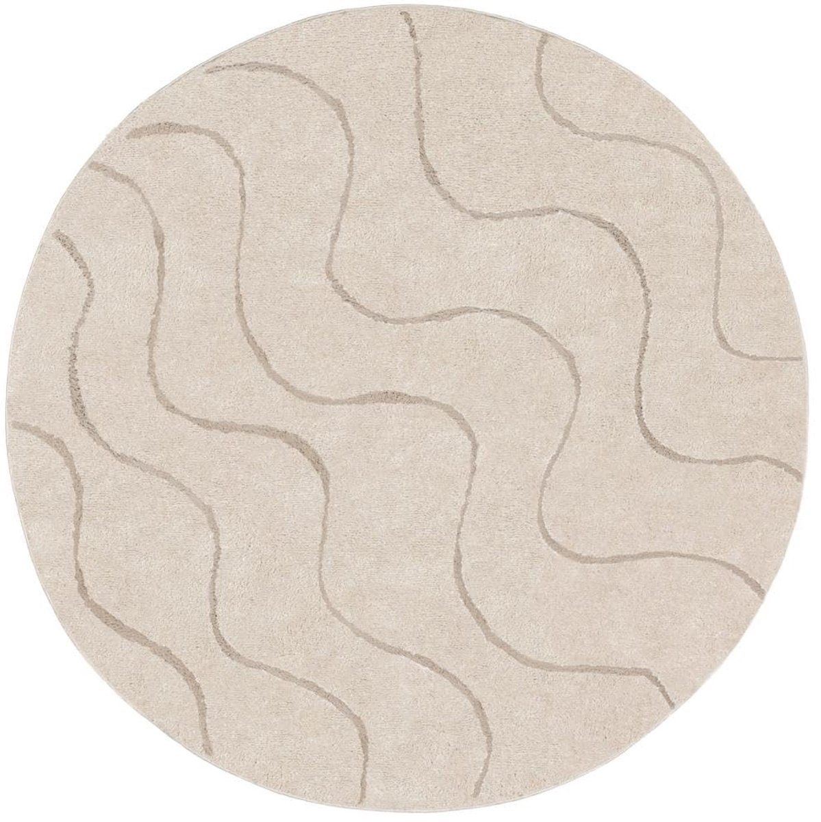 Vloerkleed, Moderne, Ø 200 cm, Rond, Middelpolig, Alleen chemisch reinigen, Beige