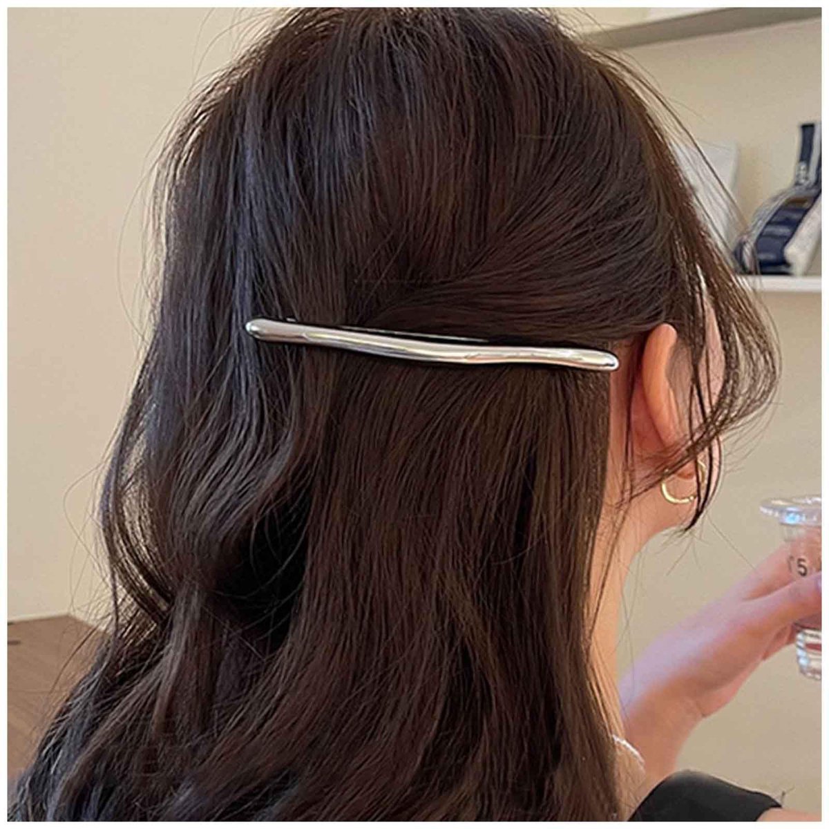 haarclips zilver metaal haar baretten gebogen clip lange barclips decoratieve bar metalen haaraccessoires sieraden voor vrouwen hoofddeksels (zilver1)