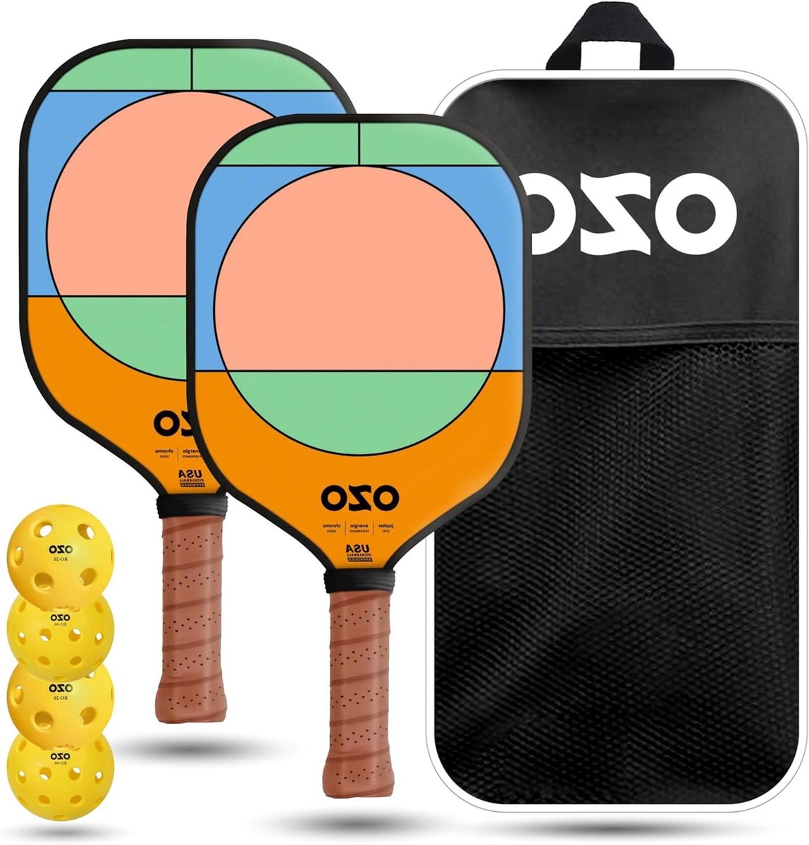 Pickleball Set - Padel Tennis - Sport Spelen - USA Goedgekeurd - 2 Paddles 4 Ballen - Cirkel Driehoek