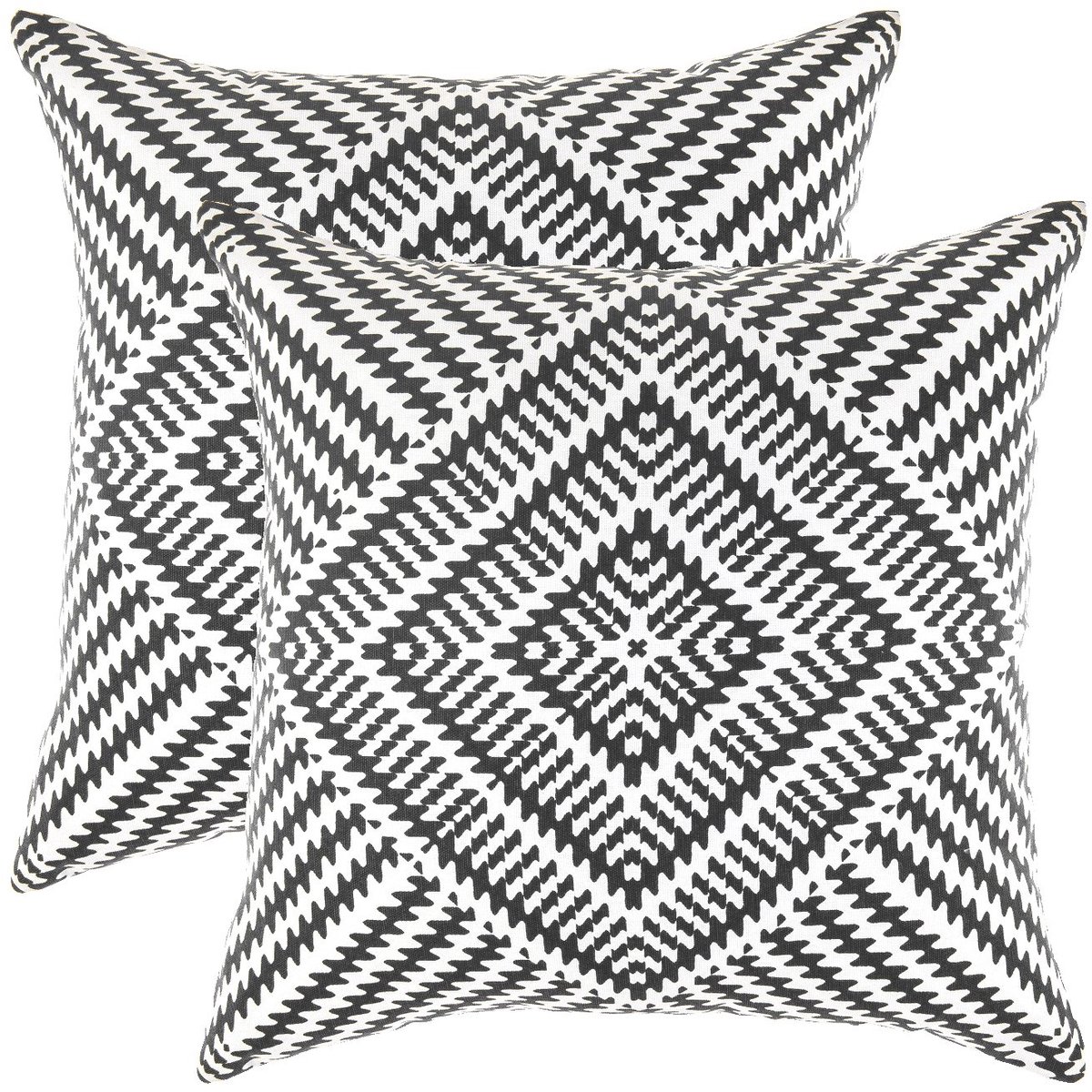 (2 stuks) Caleidoscoop Accent Katoenen Kussenslopen (45 x 45 cm, Zwart)