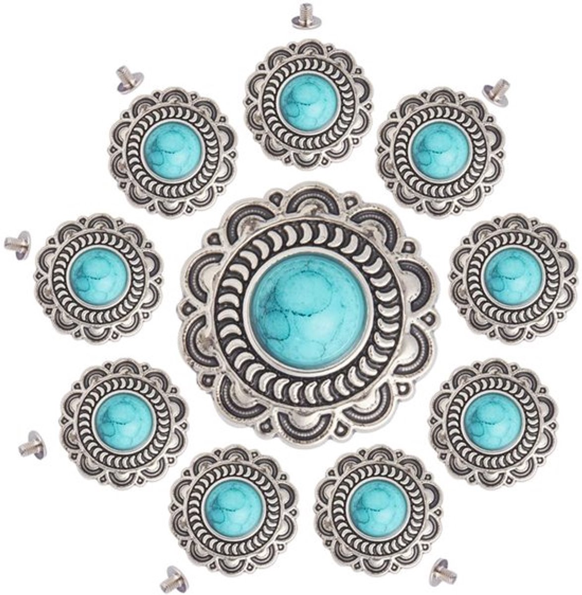 Dailygoody - Turquoise Knopen - Decoratieve Gesp - Vintage Bloem