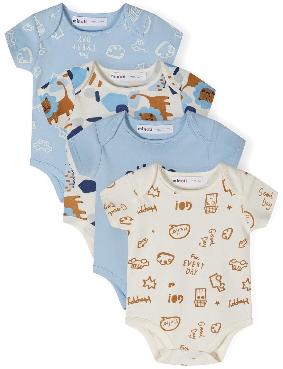 Minoti Rompertje Jongens 4-pack - baby romper korte mouw