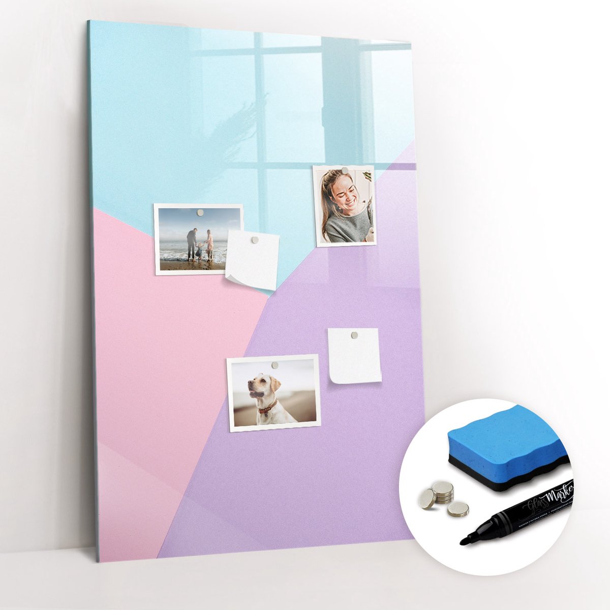 Tulup Whitebord - Pastel patroon - 60 x 90 cm - Paars Foto Magneetbord - Gratis 5 Sterke Magneten + Whiteboard Marker & Wisser - Interieur Accessoires Kantoor - Magnetisch Bord - Ideeënbord Thuiswerkplek