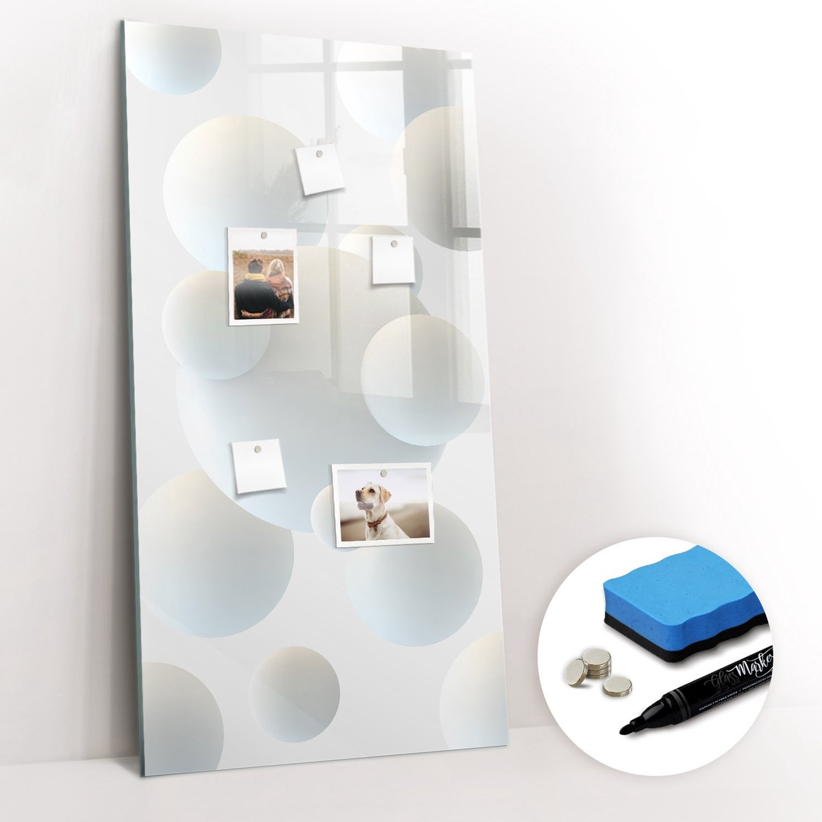 Tulup Whitebord - Abstractie van de bal - 60 x 120 cm - Wit Memo Bord - Gratis 5 Sterke Magneten + Whiteboard Marker & Wisser - Minimalistisch Prikbord - Magnetic Board - Notitiebord Werkplek