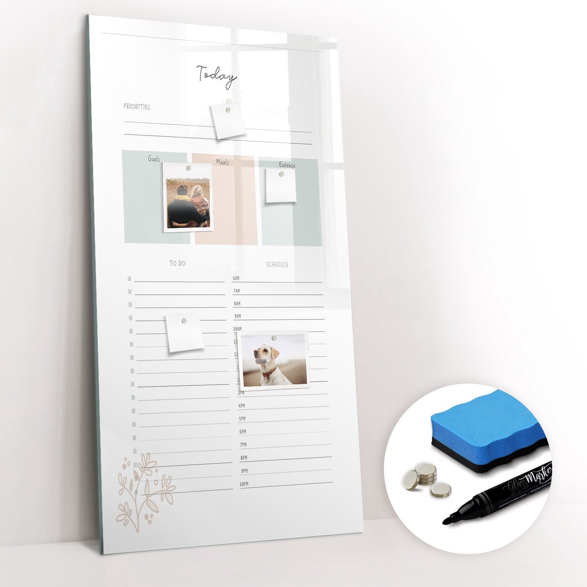 Tulup Whitebord - Agenda van vandaag - 60 x 120 cm - Wit Memo Magneetbord - Gratis 5 Sterke Magneten + Whiteboard Marker & Wisser - Wanddecoratie Kantoor - Memobord Keuken - Ideeënbord Thuiswerkplek