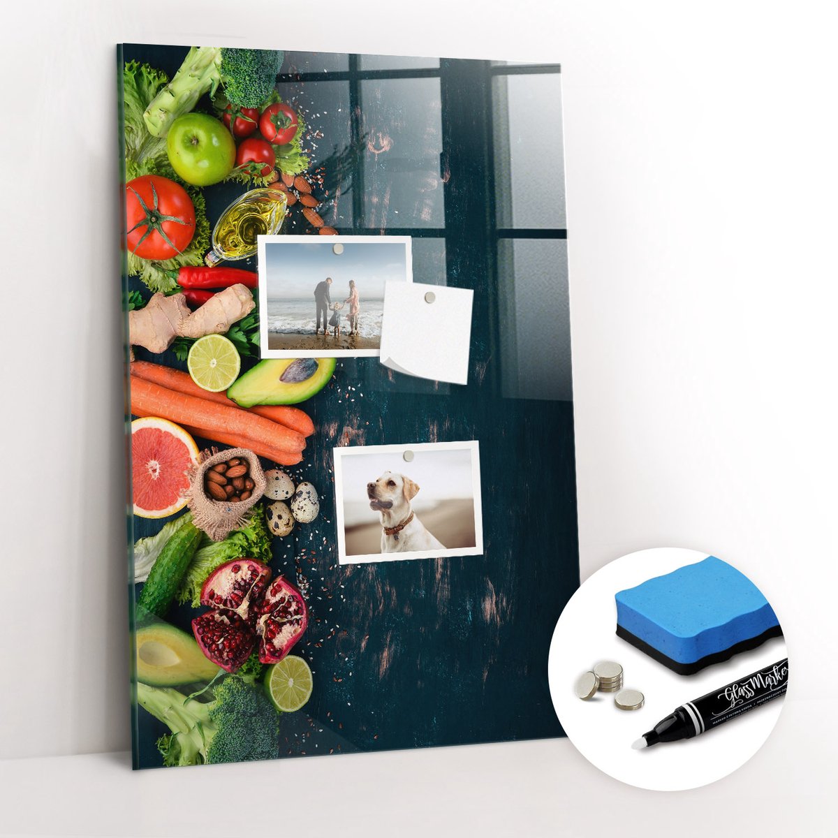 Tulup Whitebord - Veganistische tabel - 40 x 60 cm - Veelkleurig Memobord Keuken - Gratis 5 Sterke Magneten + Whiteboard Marker & Wisser - Interieur Accessoires Kantoor - Magnetic Board - Ideeënbord Thuiswerkplek