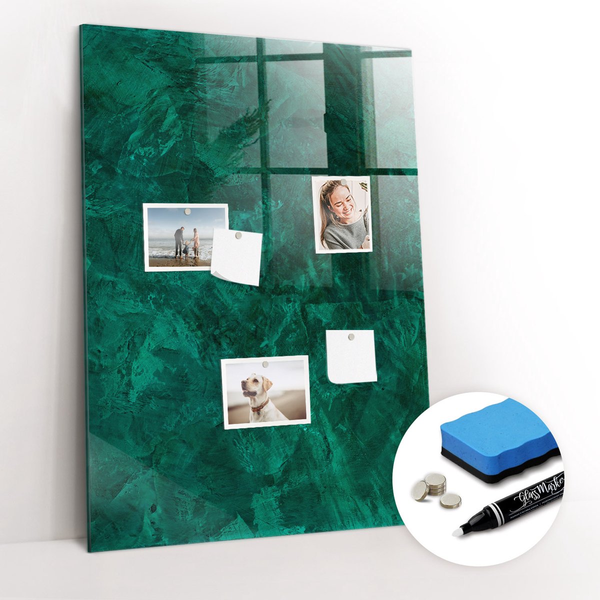 Tulup Whitebord - Smaragdblok - 70 x 100 cm - Groente Magneetbord Keuken - Gratis 5 Sterke Magneten + Whiteboard Marker & Wisser - Design Memobord - Memo Magneetbord - Productiviteit Tools