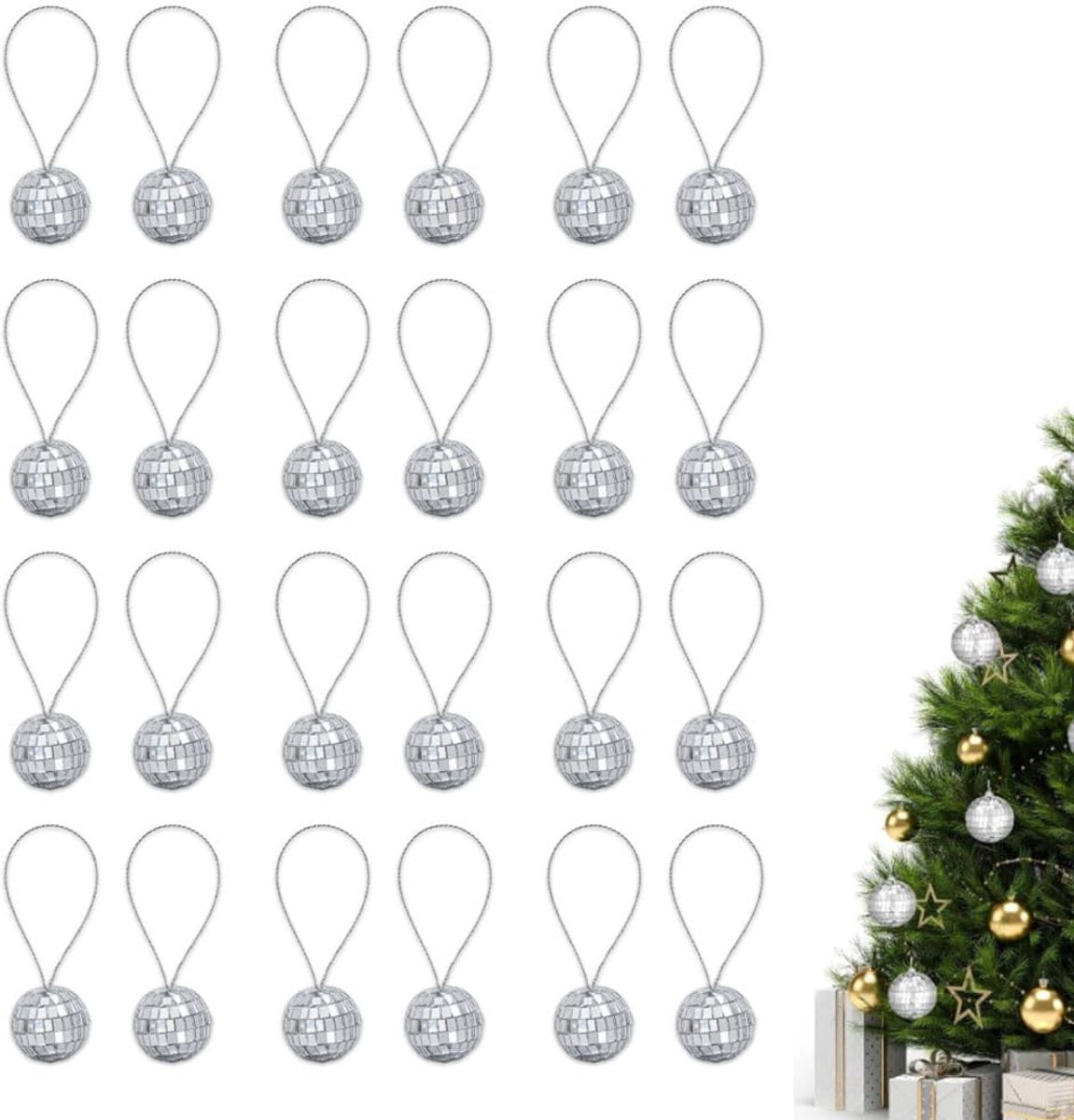 Spiegelbal, 24 stuks spiegelballen, decoratie voor feestjes, glinsterende bal, spiegel, voor bruiloft, huis, kerstboom, verjaardagsfeesten (4 cm)