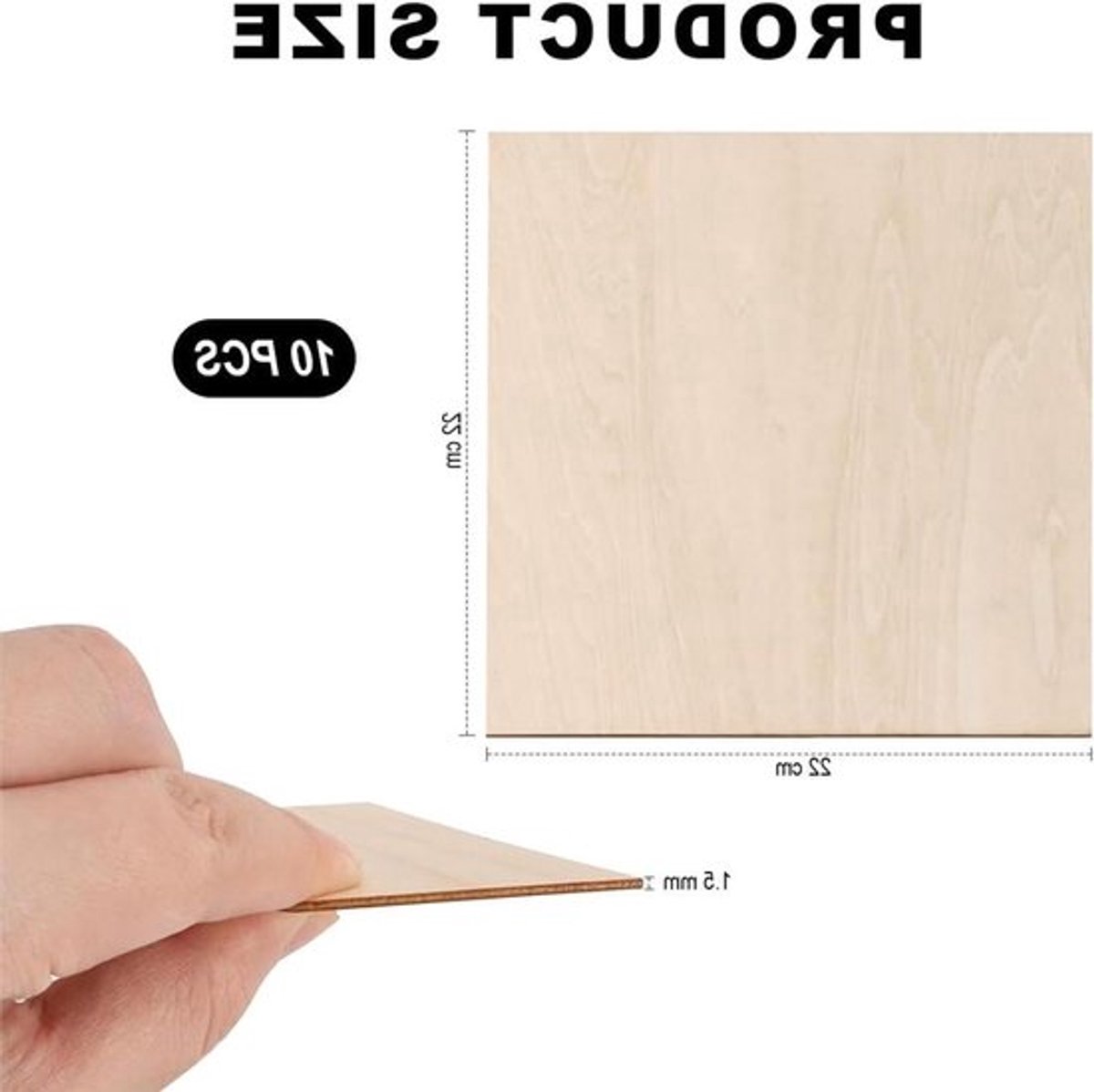 10 stuks knutselhouten platen 220 x 220 x 15 mm voor laserprojecten