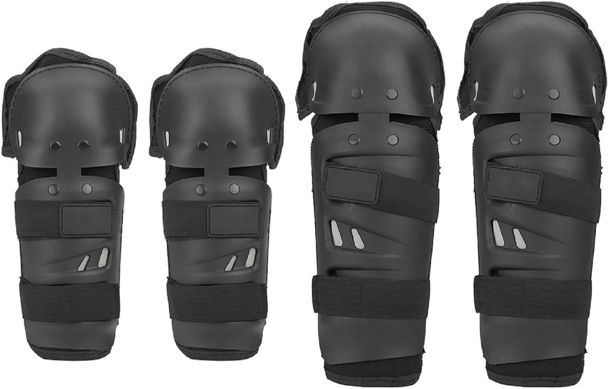 Motorfiets Beschermers - Knie Elleboog Set - Veilig Rijden - Volledige Bescherming - 4 Stuks - Zwart