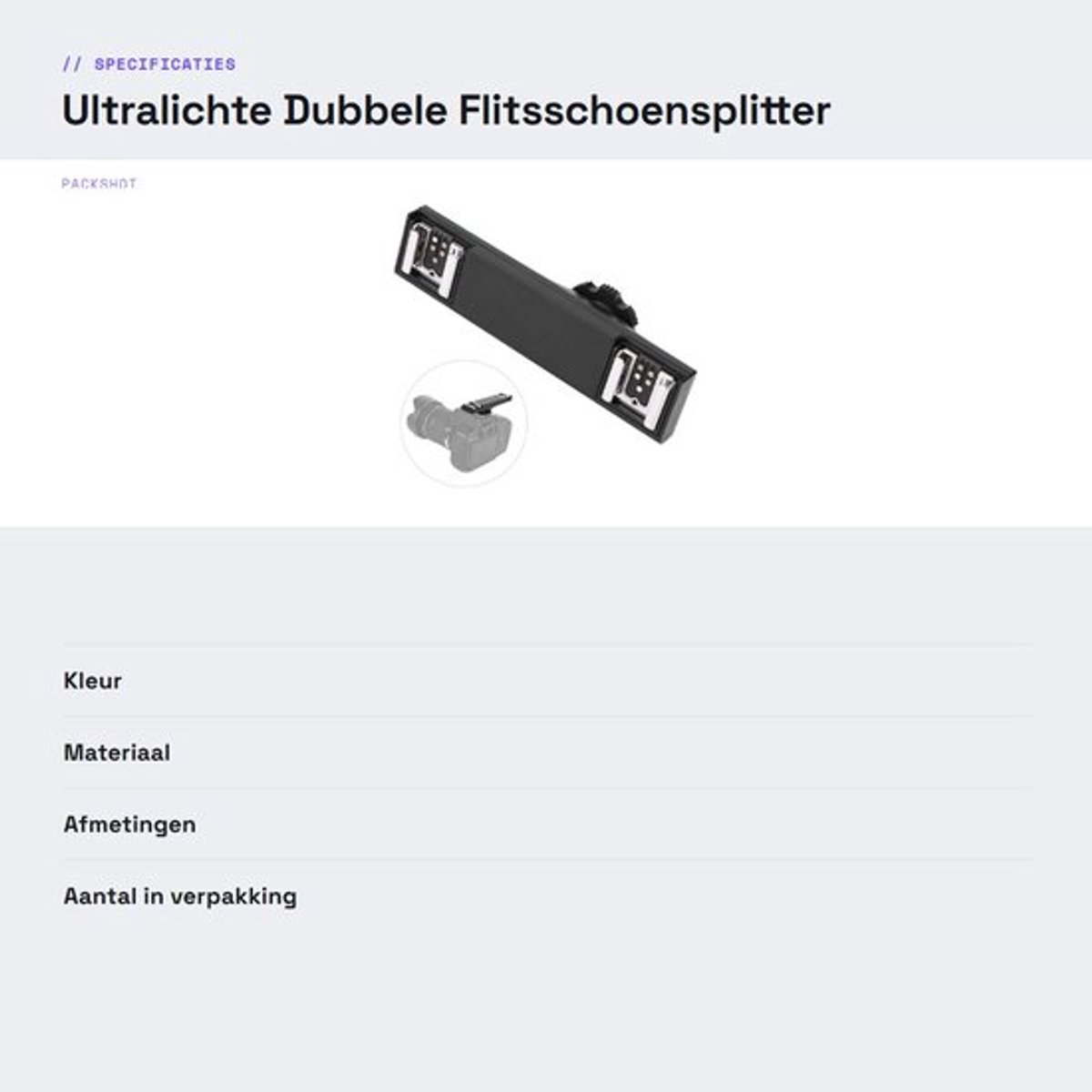 Jhubersproducts - Ultralight Dual Hot Shoe Splitter - Flitsschoen