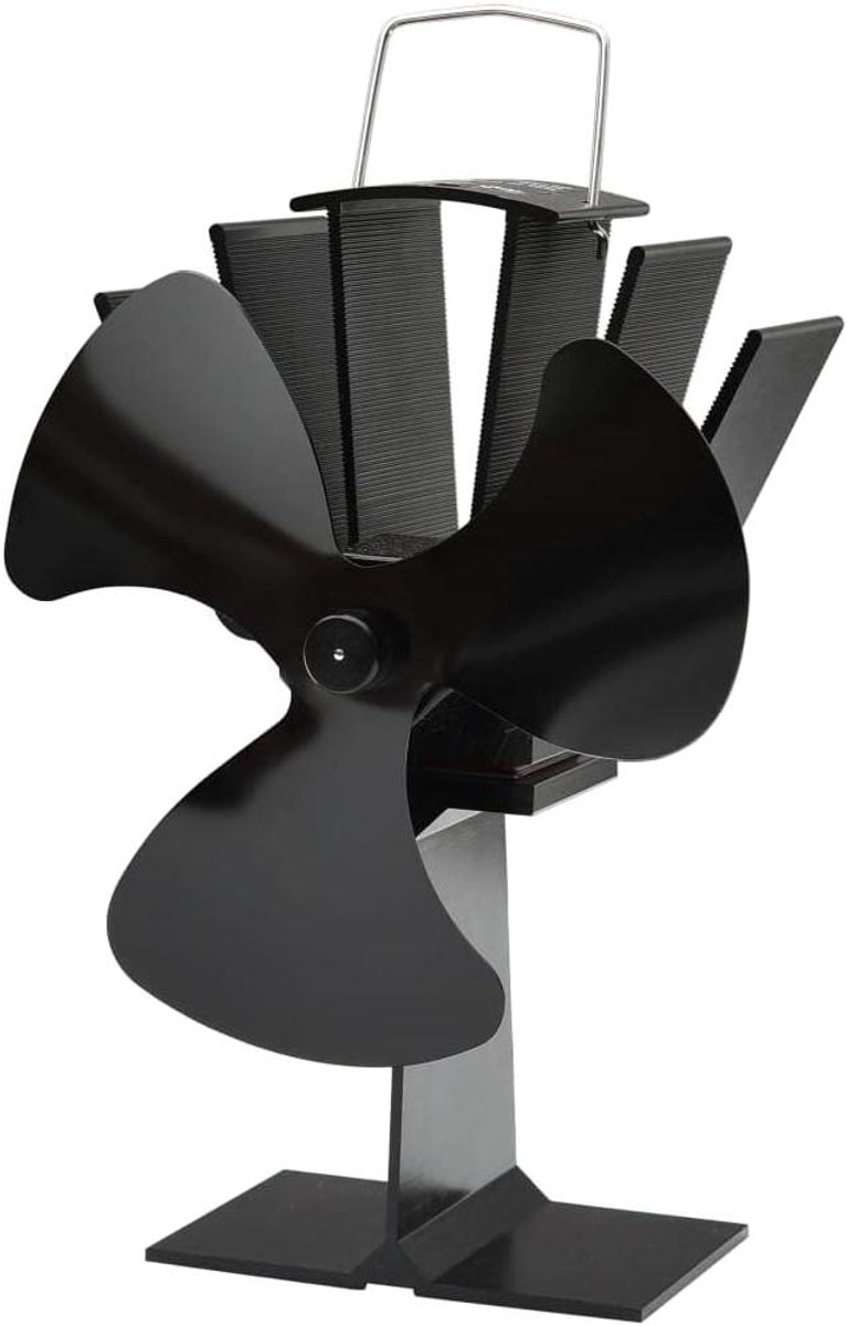 Warmtepomp Ventilator voor Houtkachel - Stille Warmteverdeling Zwart
