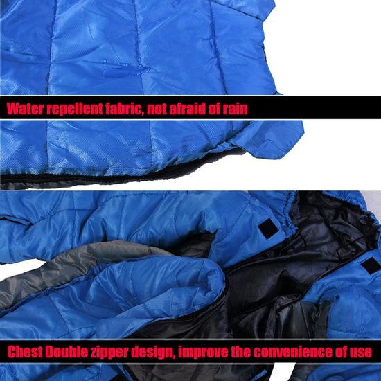 Menselijke Slaapzak - Humanoïde Slaapzak - Kamperen Buiten - Met Teen Ventilatie - XL - Blauw-grijs — afbeelding 4