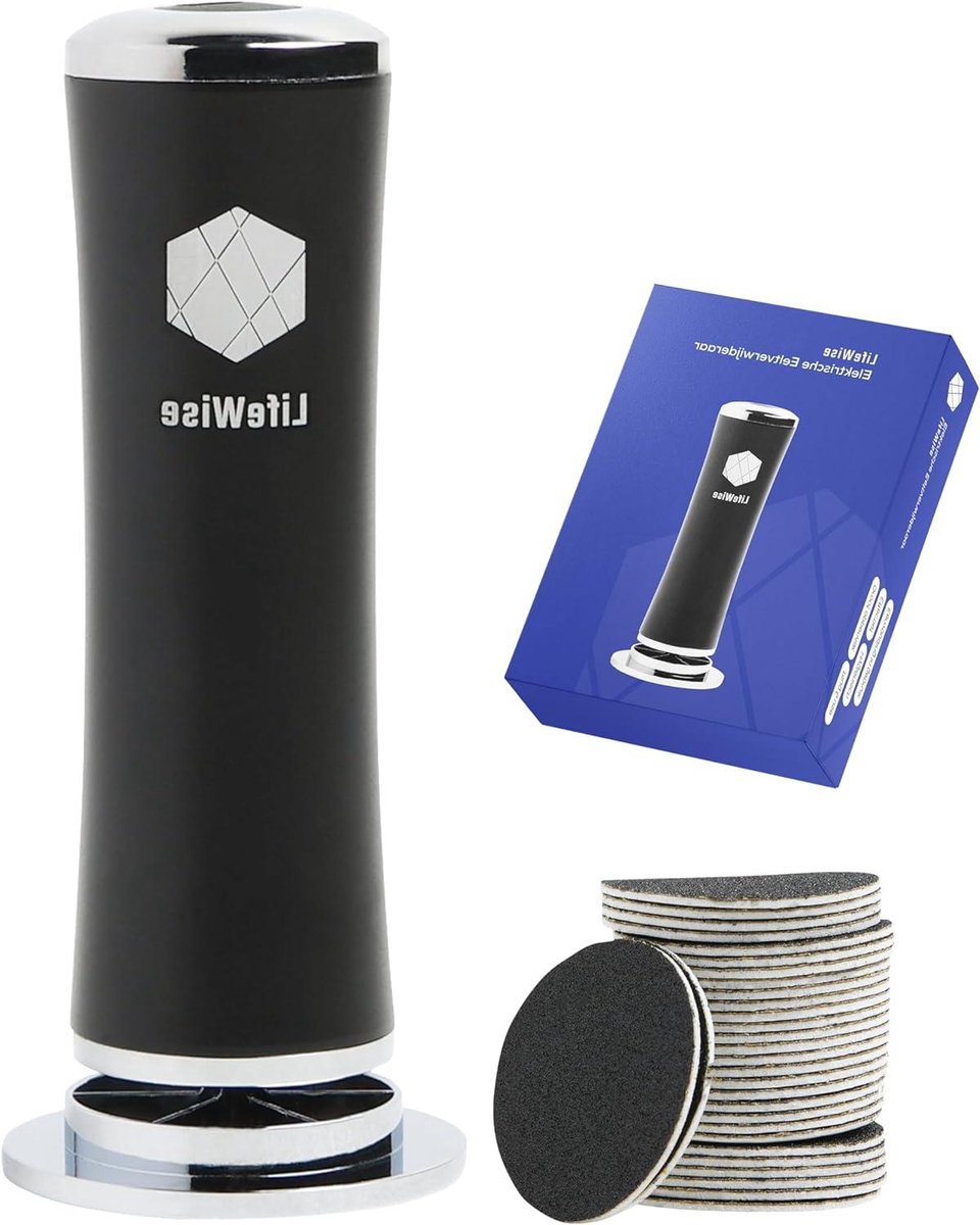 Elektrische Eeltverwijderaar - Voetvijl Elektrisch - Voeten Verzorgen - 60 Schuurpads Inclusief - 10.2 cm - Zwart