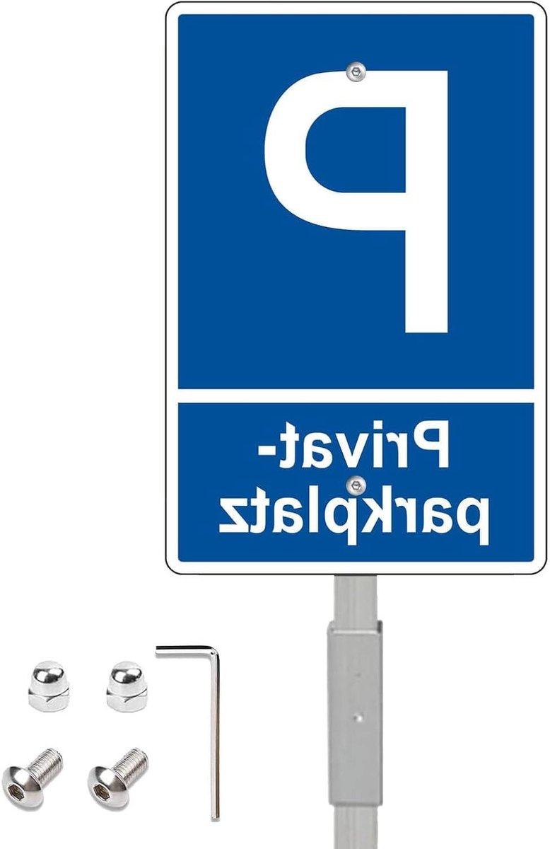 Parkeerbord met paal - Parkeerverbod bord Privé parkeerplaats - Parkeerplaats afbakenen - Reflecterend aluminium - 30x20 cm - Blauw