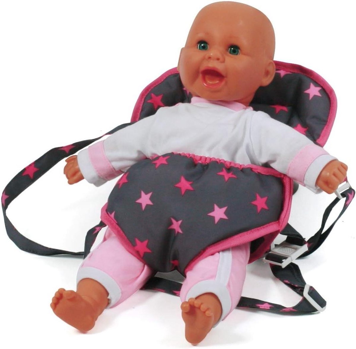 Poppen draagzak - Poppen drager - Poppen vervoeren - Verstelbare banden - 33 x 25 x 2 cm - Roze