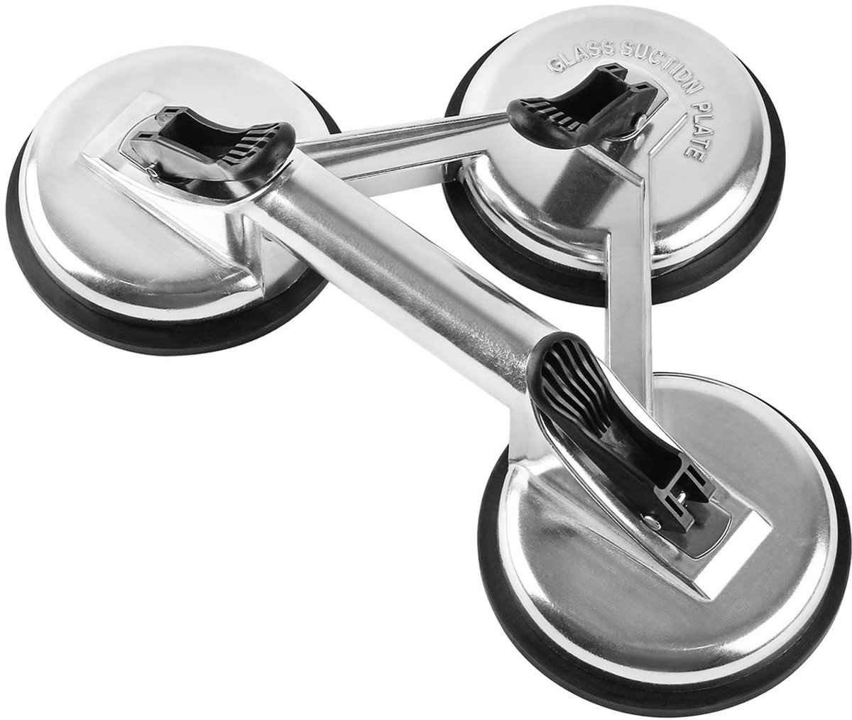Vacuümzuignap - 2 stuks - Draagvermogen 150 kg - Glazen zuignap met drie klauwen - Glazenhouder met zuignap - Raamhanger - Zuignapbeugel - Bevestiging - Aluminiumlegering - Zilver