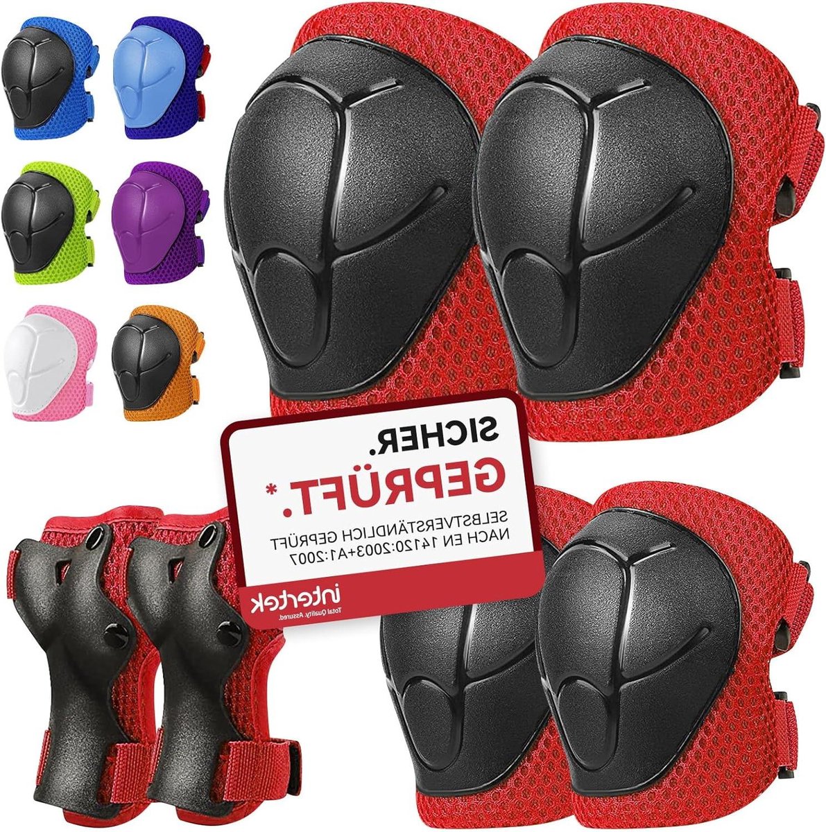 Beschermingsset Kinderen - Valbescherming Set - Buitensporten - Verstelbare Banden - 6-delig - Rood