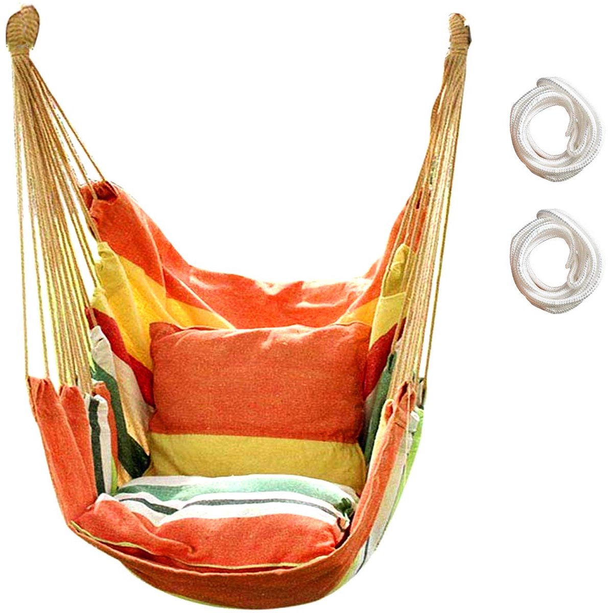 Hangmat, lichte hangmat met standaard, tuin en balkon, ideaal campingaccessoire voor vakantie, dutje en ontspanning (zonder kussen, oranje)