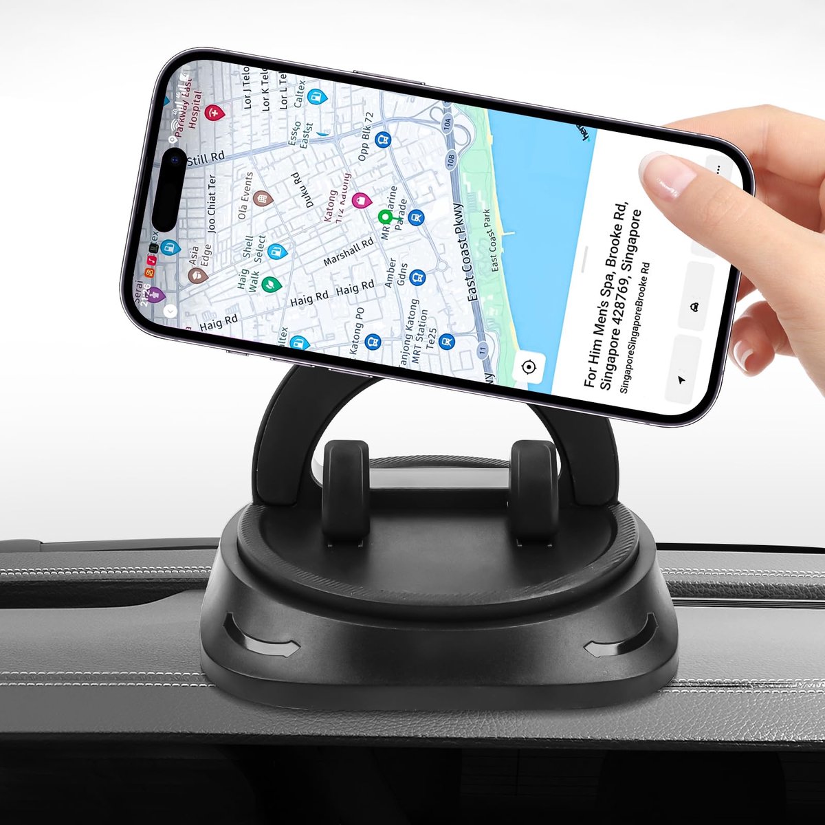 telefoonhouder voor in de auto, dashboard, 360° draaibaar, mobiele telefoonhouder voor in de auto, universele autohouder voor Samsung, iPhone, Google, Android-smartphones