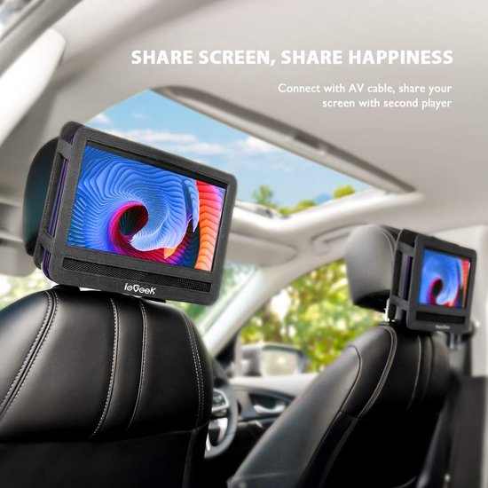 ieGeek Draagbare DVD Speler Auto - 11.5 Inch - 9,5 Inch Oogbeschermend Scherm - TV/USB/SD - Draaibaar Scherm - 5 Uur Oplaadbare Batterij - voor Kinderen en in de Auto - IK-902 - Paars van ieGEEK — afbeelding 5