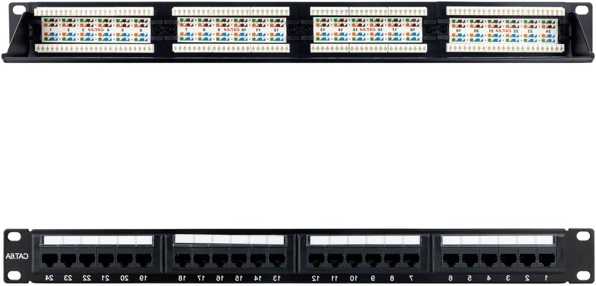 Netwerk Patchpaneel - Netwerk Hub Kabel Organizer - Netwerk Beheer - 19 Inch 1U Formaat - Zwart - Zwart