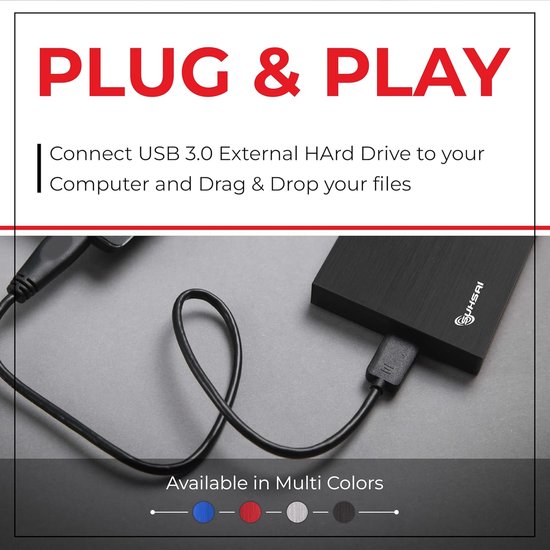 Draagbare Externe Harde Schijf 500GB USB 3.0 voor Opslag Back-up - Compatibel met Laptop, PC, Mac en Gameconsole van Merkloos — afbeelding 2