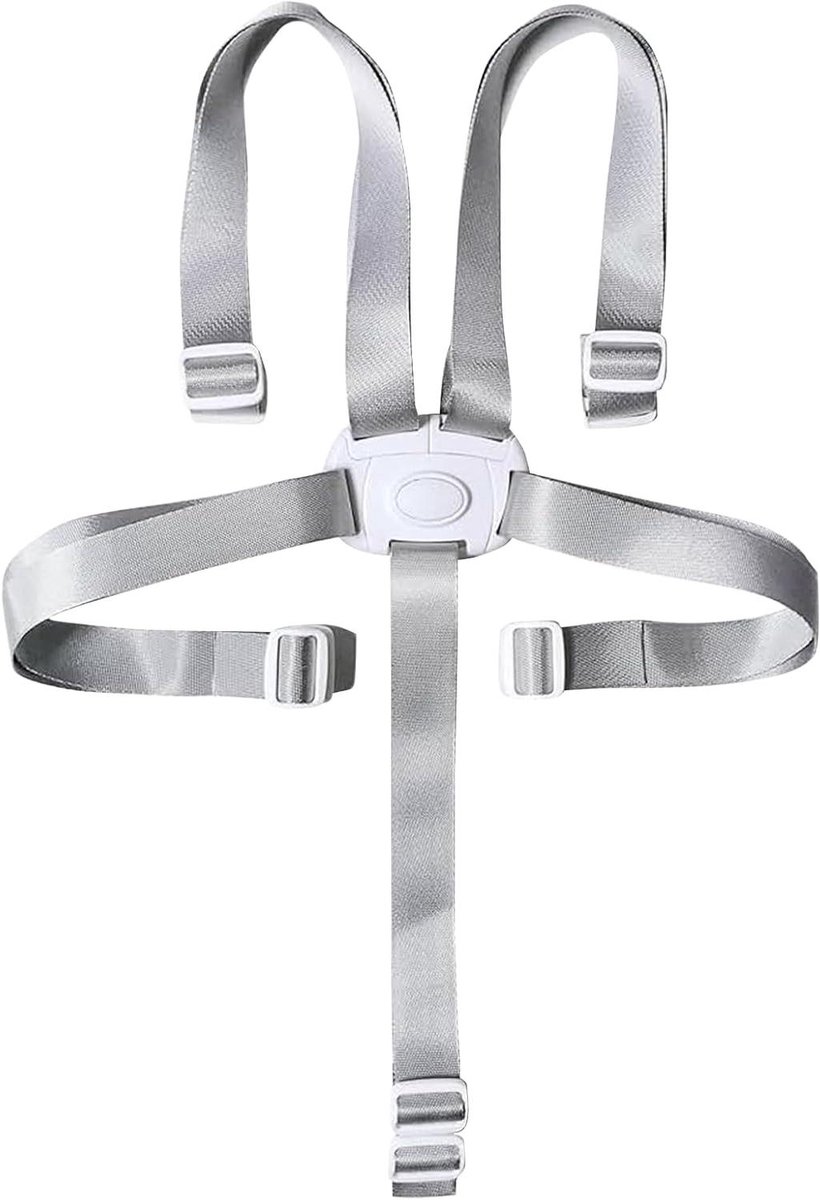 Kinderstoel Gordel - 5-punts tuigje - Baby veilig houden - Verstelbaar nylon - 70 cm lengte - Wit
