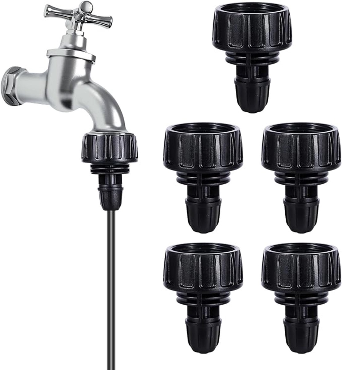 3/4 inch naar 4/7 enkele uitlaat sluitkap koppeling, irrigatieslang adapter, druppelaar na
