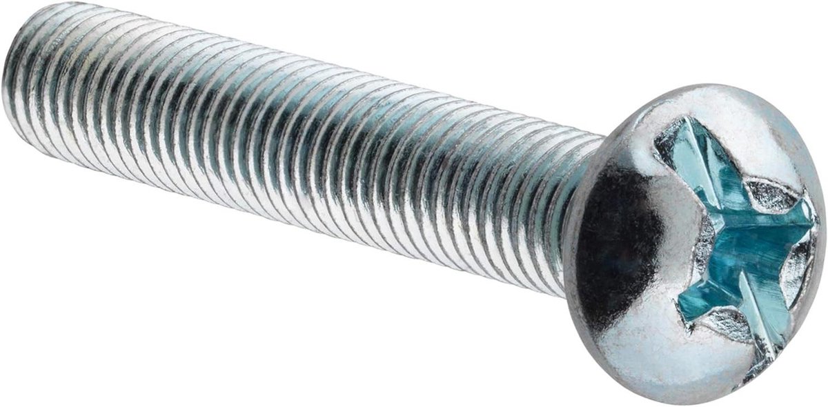 Machine Schroeven - Combinatieschroeven Ronde Kop - Bevestigen van Onderdelen - Zink Gecoat - 10-32 x 1-1/2 Inch - Zilverkleurig