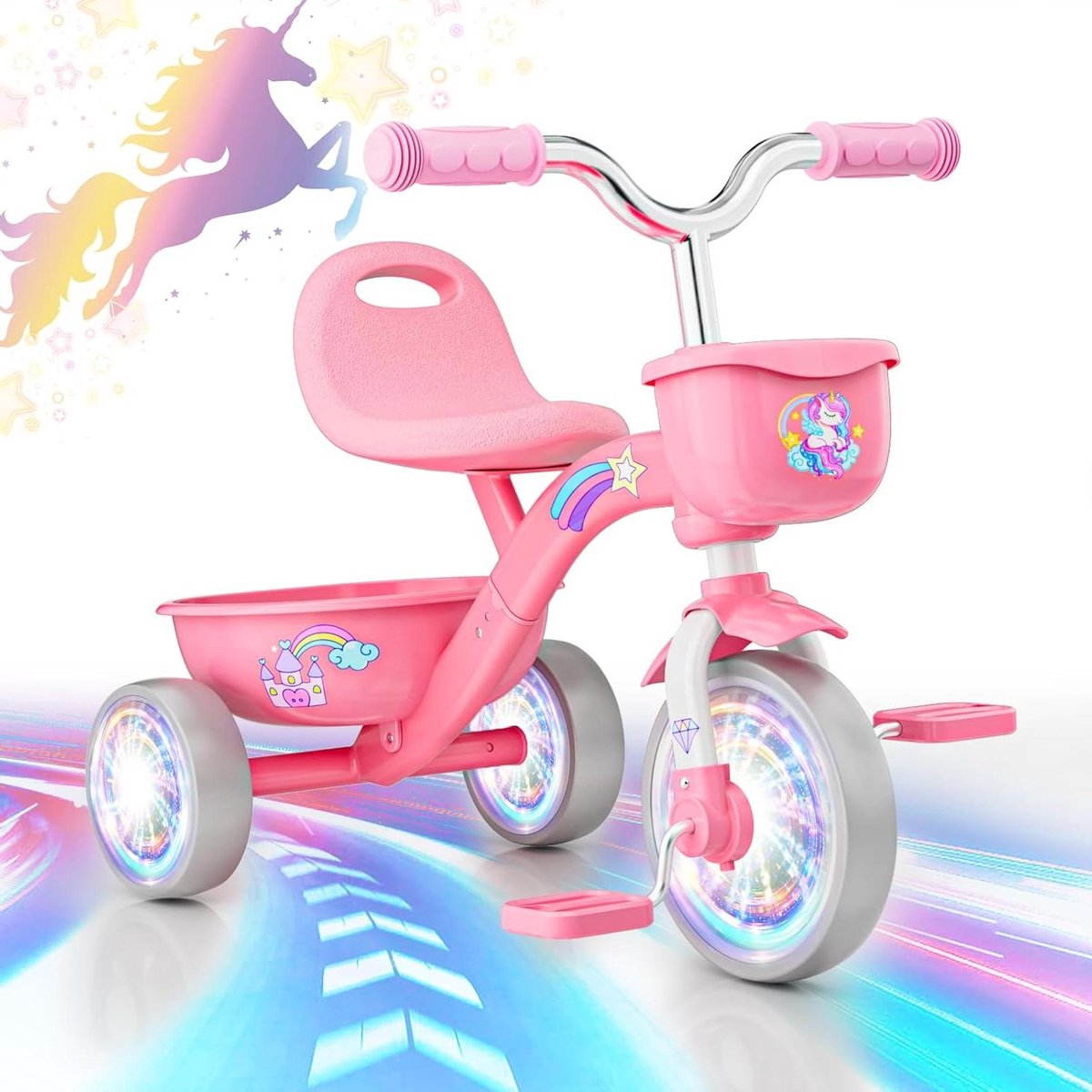 Kinder Driewieler Loopfiets Evolutie Buiten Spelen Lichtgevende Wielen 43 x 18 x 33.5 cm Roze