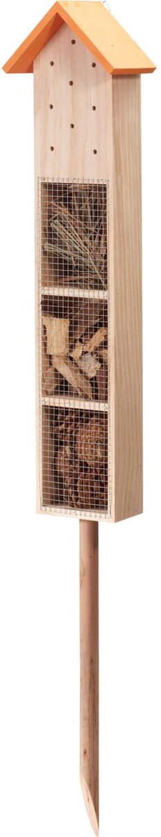 Pro Garden Insectenhotel The Butterfly Inn - hout - naturel/roze - 14 x 9 x 90 cm - bijenhotel / Insectenhuis