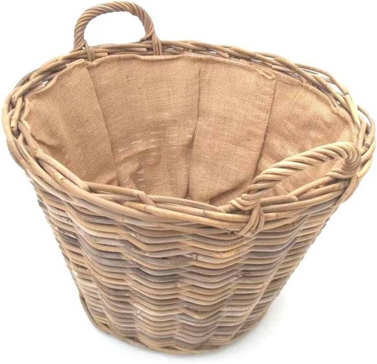 Schoorsteenkorf Rotan - Houten mand - Haardhout Opslag - Traditioneel Vlechtwerk - 40 x 40 x 29 cm - Grijs-beige