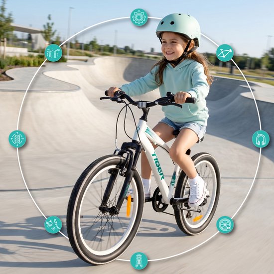 Tiger Bike Kinderfiets voor jongens van 6 tot 10 jaar, 20 inch Wit Groen, wielmaat te kiezen uit 6 versnellingen Shimano, in hoogte verstelbaar van Tiger Bike — afbeelding 2