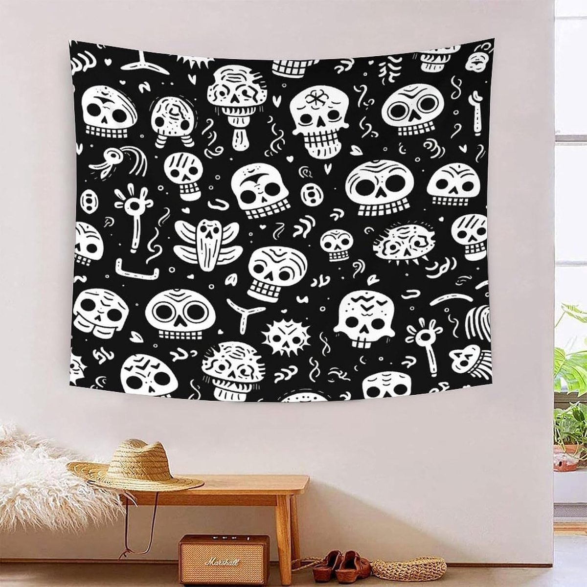 3D doodskop print muurdeken woondecoratie beddengoed poster muurkunst wandtapijt wandtapijt wandkleed zacht polyester voor kinderen, jongens en meisjes, slaapkamer en woonkamer, 100 cm x 150