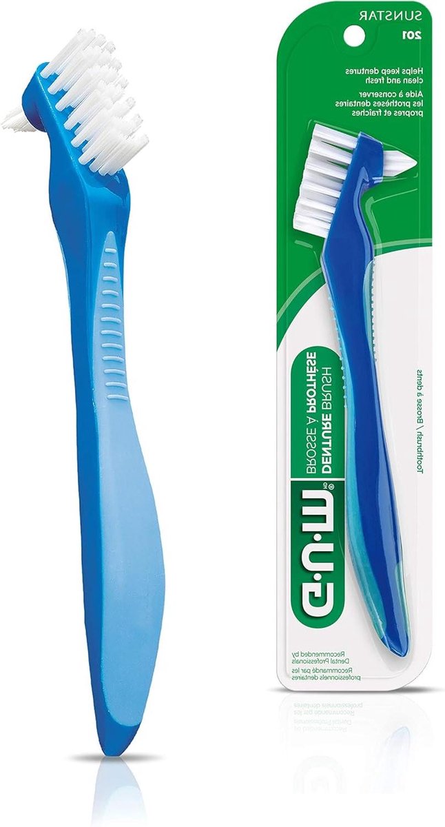 Kunstgebit Borstel - Prothese Borstel - Kunstgebit Reinigen - Ergonomische Handgreep - 21 cm - Blauw