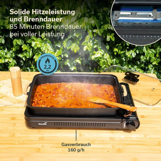 Gas Kooktoestel met Pan - Camping Kooktoestel Outdoor - Buiten Koken - Magnetische Cartouche Aansluiting - XL met Pan - Aluminium — afbeelding 4